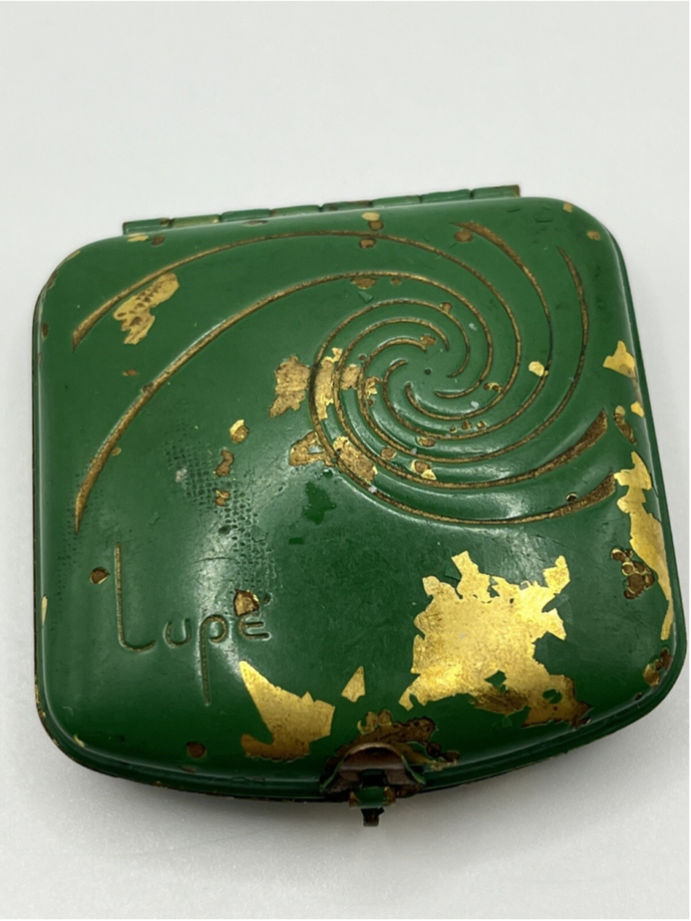 Vintage Lupe Compact Powder Vanity Mirror Makeup GREEN VERY RARE SEE
